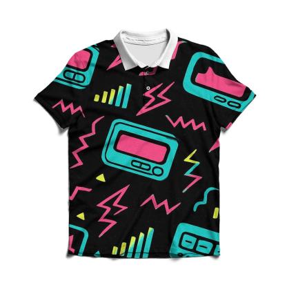 Neon Pager Signal Pattern casual sports polo shirts