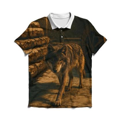 Timber Wolf In A Derelict Boreal Logging Yard At Snowfall embroidered polo tops