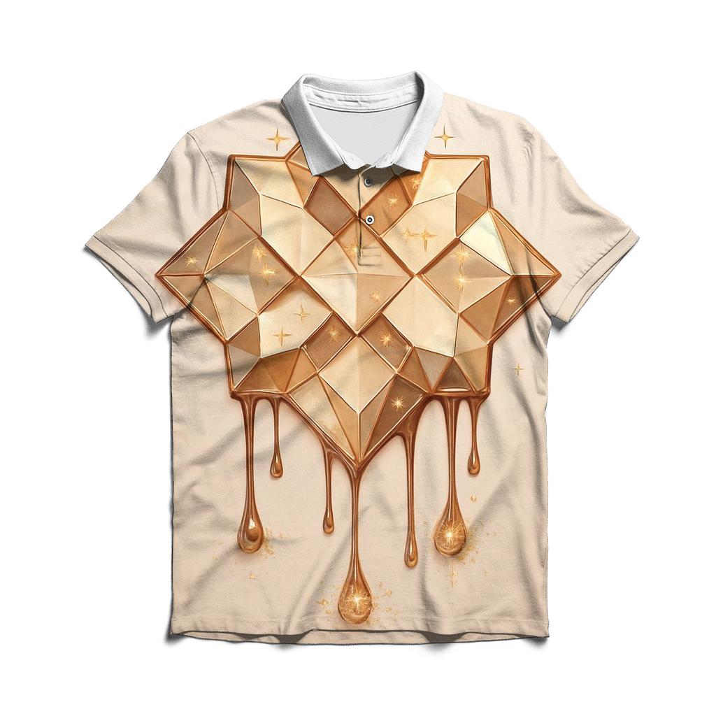 Champagne Facet Drip Emblem designer slim fit polos