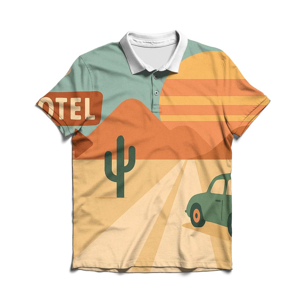 Sunbaked Desert Road Trip Icons stylish collar polo tees