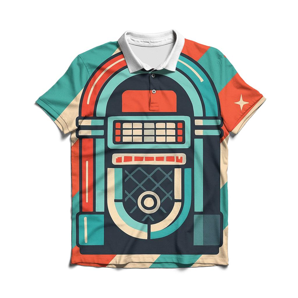 Chrome Diner Jukebox Stripes branded logo polo shirts