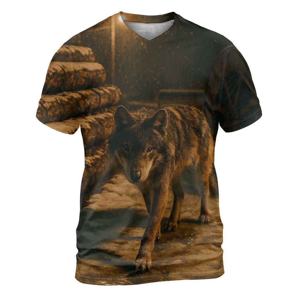 Timber Wolf In A Derelict Boreal Logging Yard At Snowfall unique graphic print tees