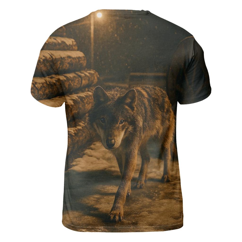 Timber Wolf In A Derelict Boreal Logging Yard At Snowfall unique graphic print tees