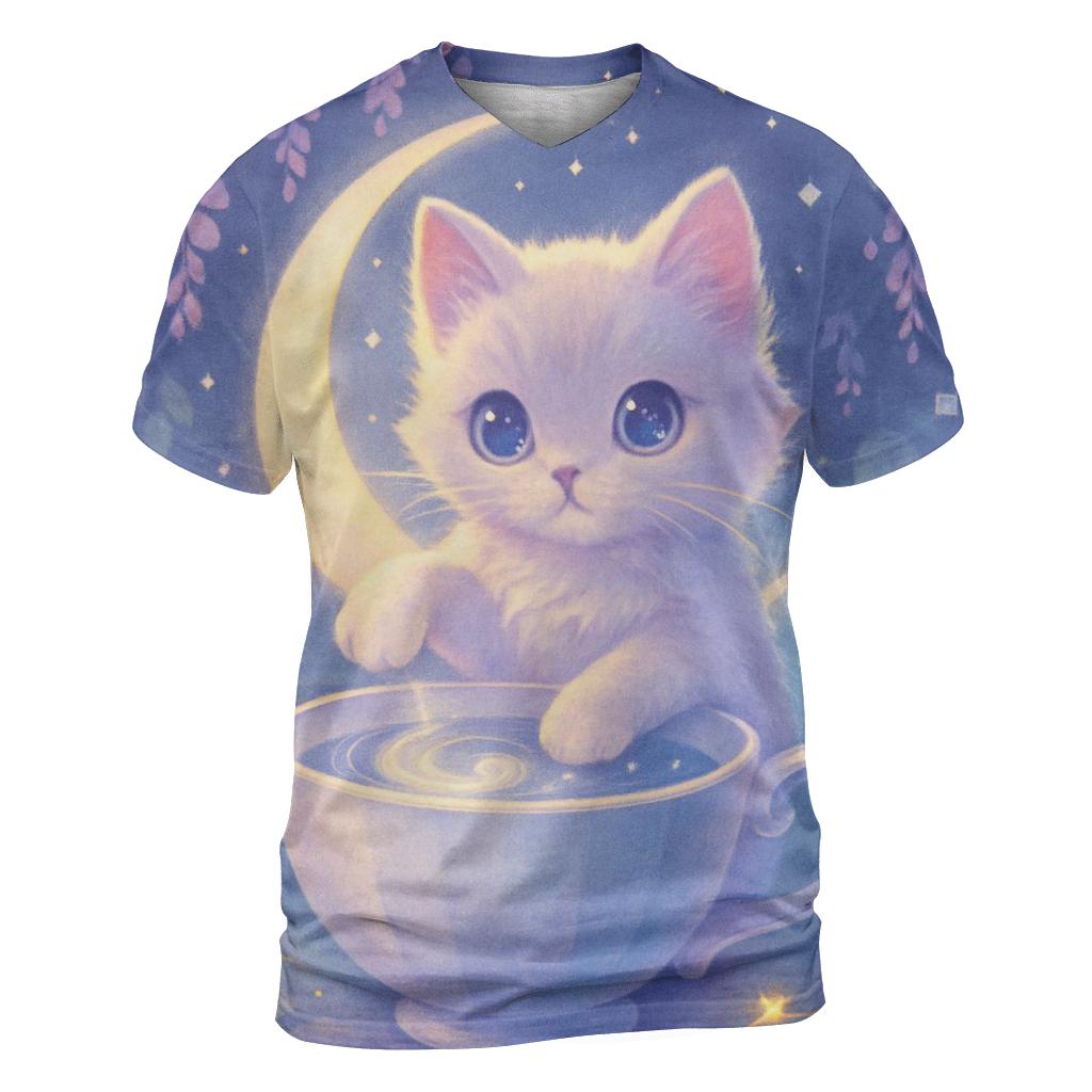 Moonlit Teacup Familiar trendy printed shirt styles