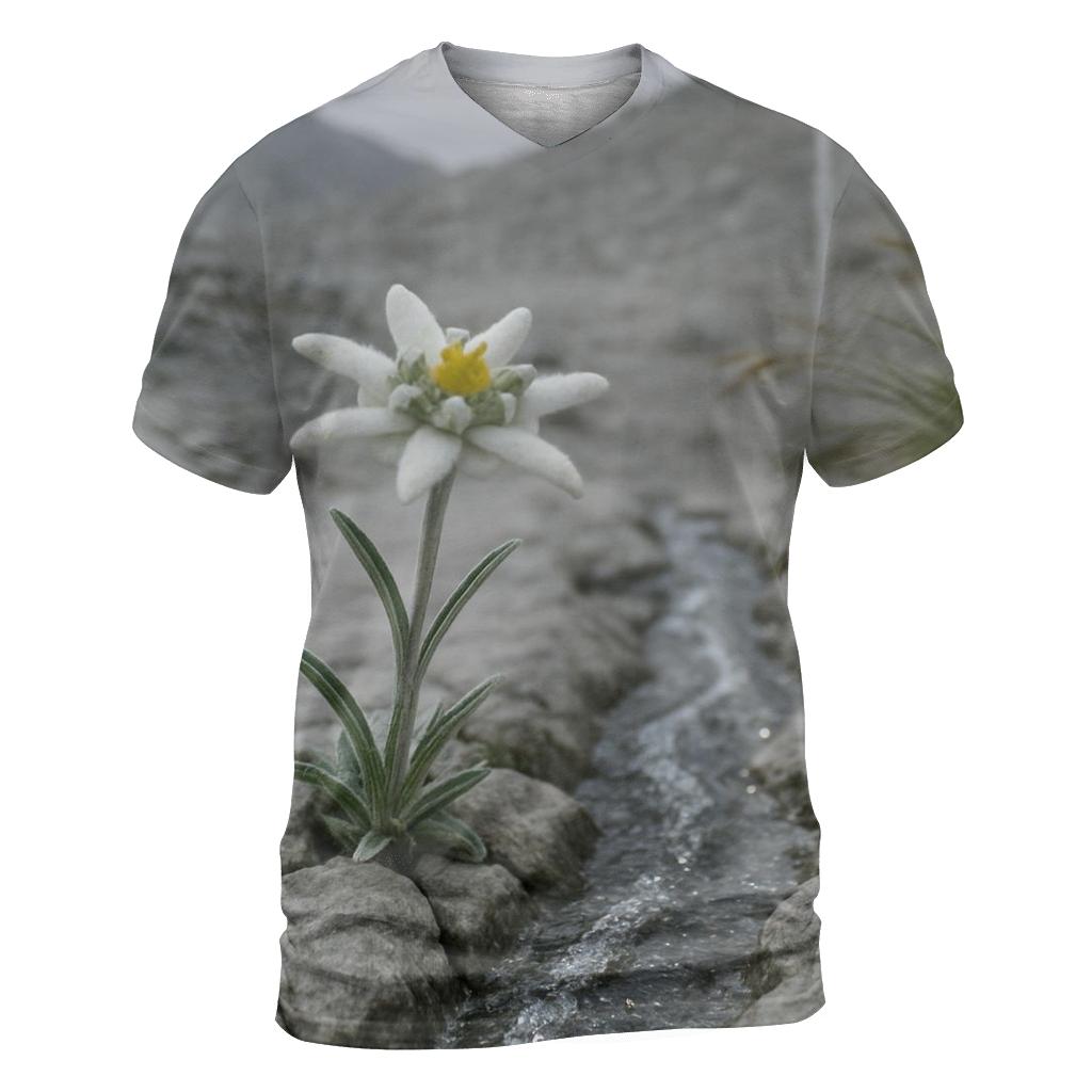 Alpine Edelweiss Beside A Glacial Melt Rill designer pattern shirts