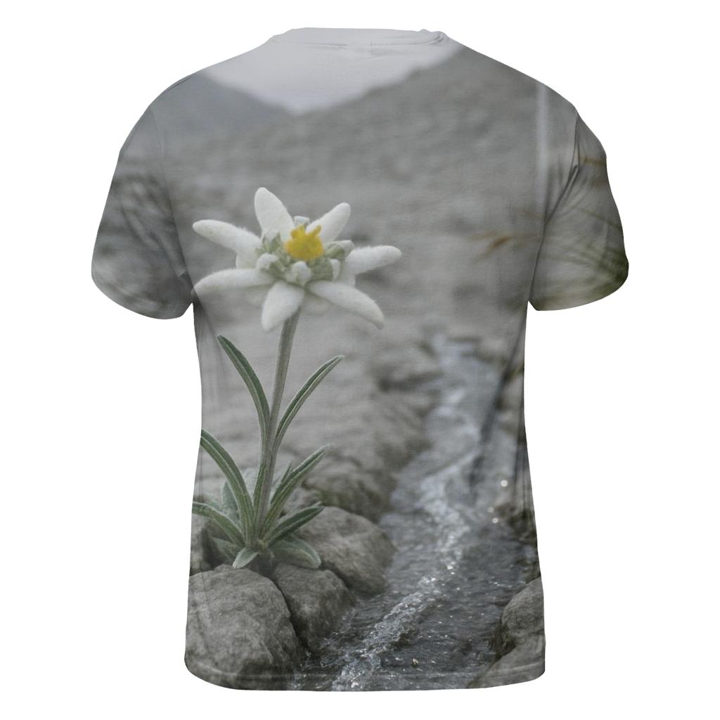 Alpine Edelweiss Beside A Glacial Melt Rill designer pattern shirts