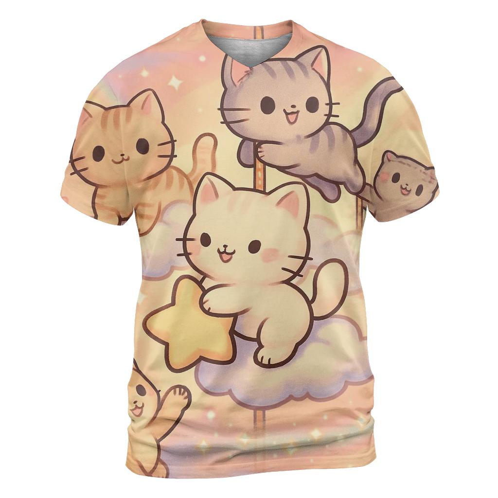 Cloud Carousel Kitten Parade artistic all-over print tops