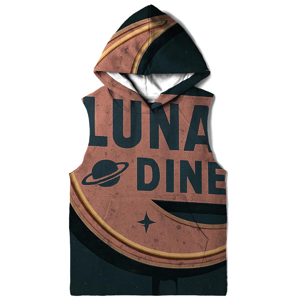 Retro Lunar Diner Neon Sign Print lightweight hoodies