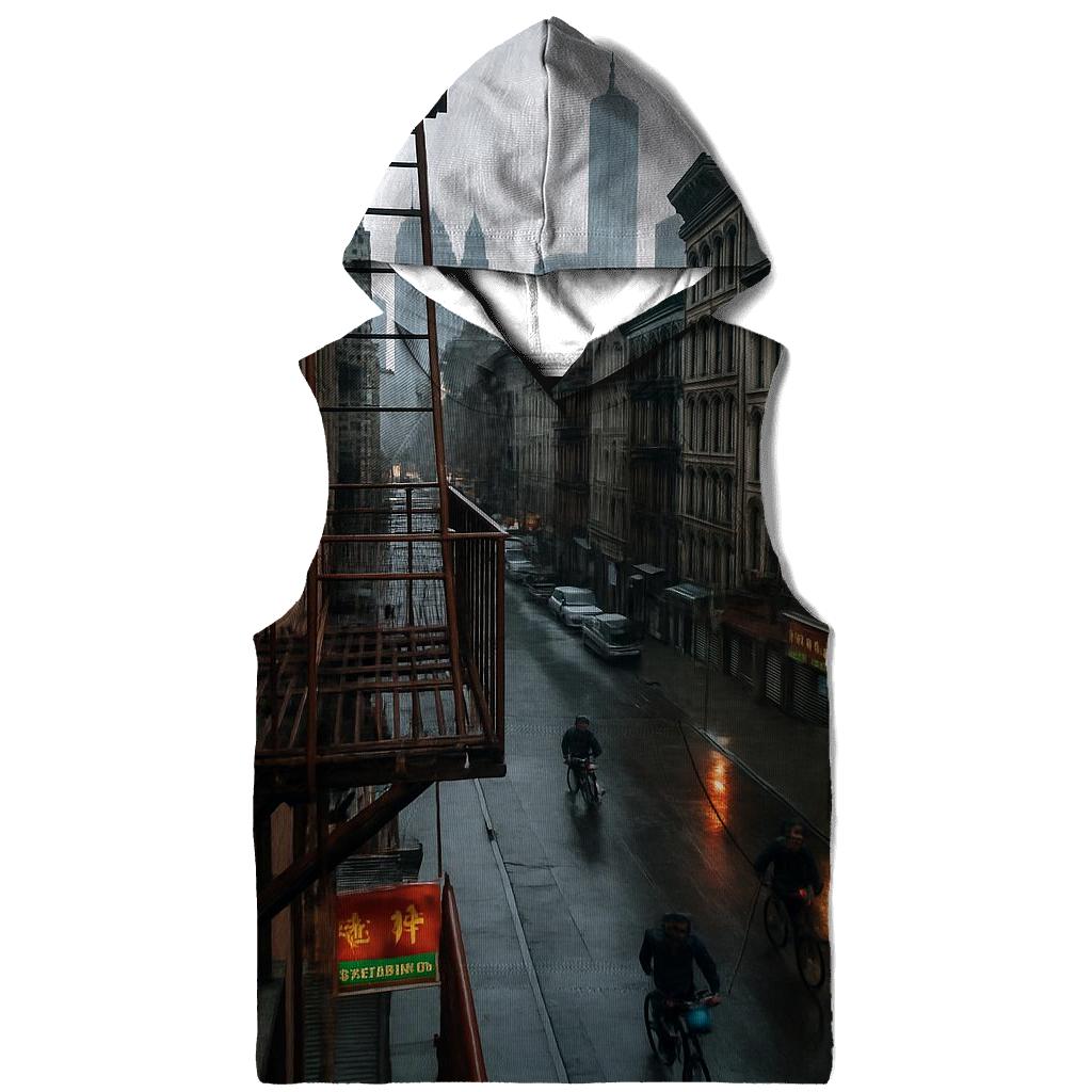 Chinatown Fire Escape View Toward Lower Manhattan After Rain heavyweight hoodies
