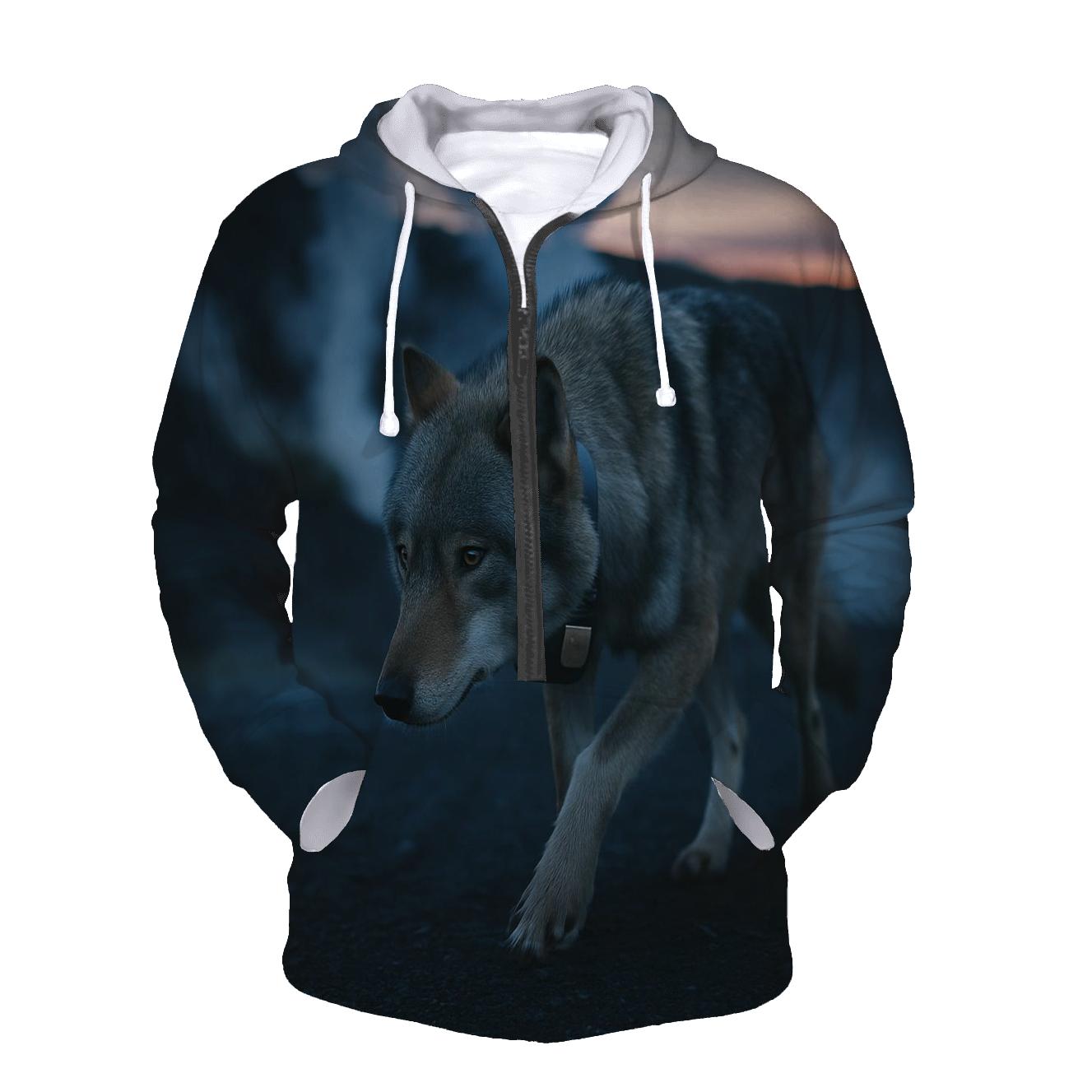 Collared Wolf Crossing A Geothermal Fumarole Field lightweight hoodies