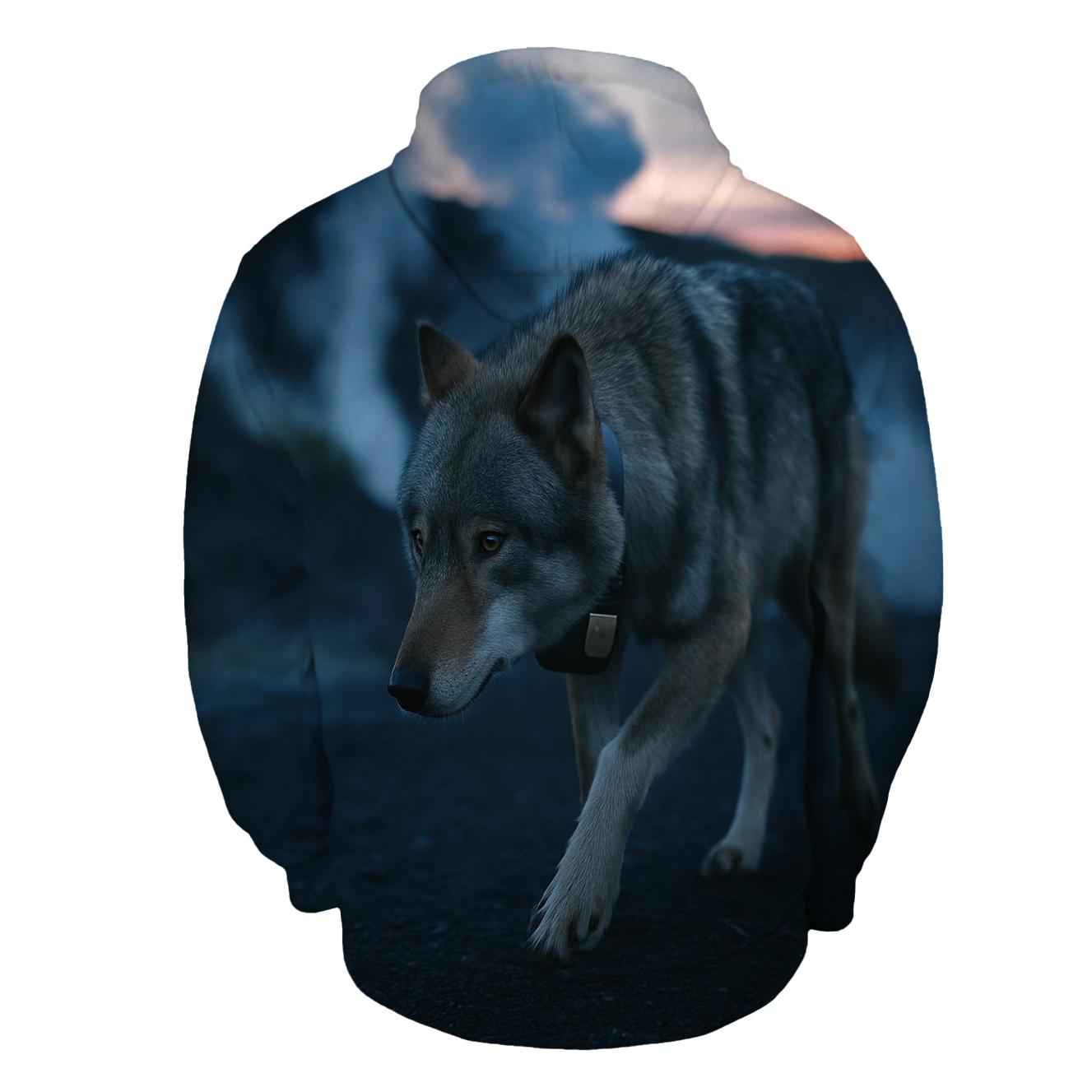 Collared Wolf Crossing A Geothermal Fumarole Field lightweight hoodies
