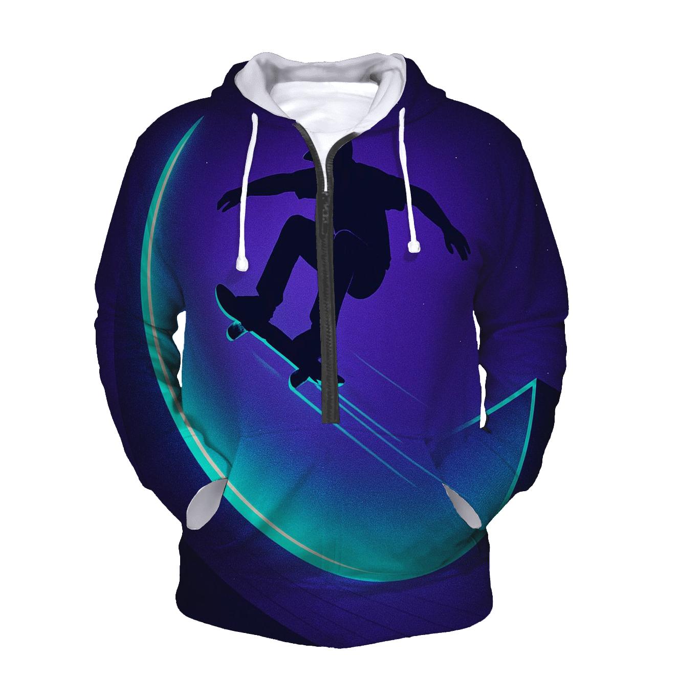 Cosmic Halfpipe Skateboarding Poster pullover hoodies