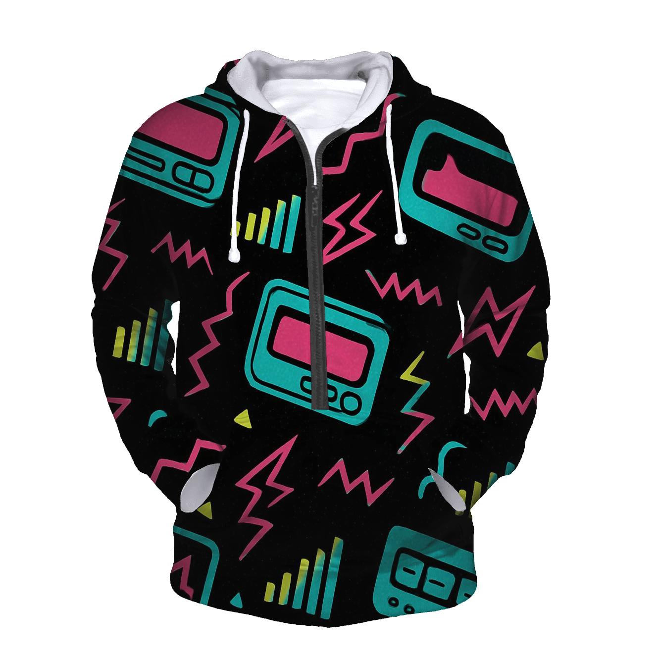 Neon Pager Signal Pattern zip-up hoodies
