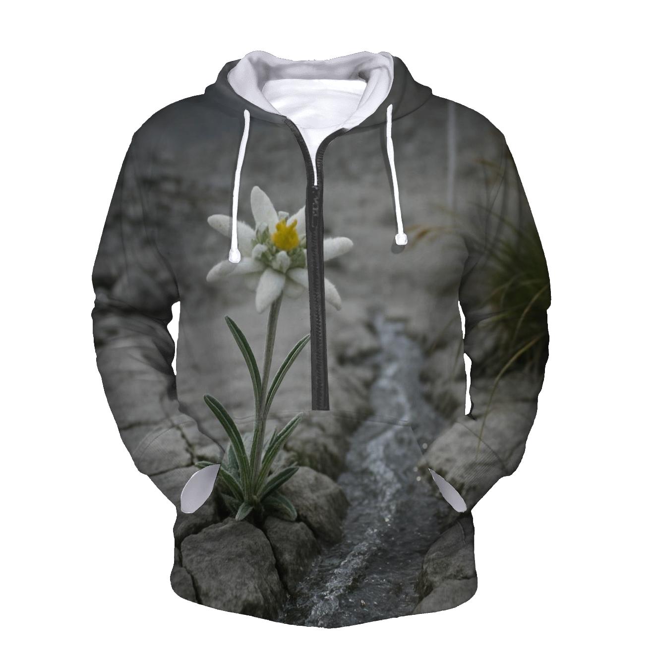 Alpine Edelweiss Beside A Glacial Melt Rill custom hoodies