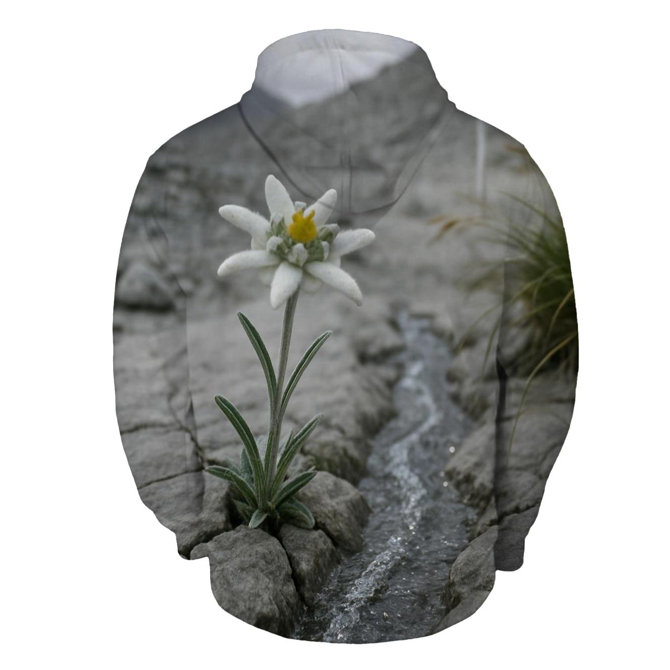 Alpine Edelweiss Beside A Glacial Melt Rill custom hoodies