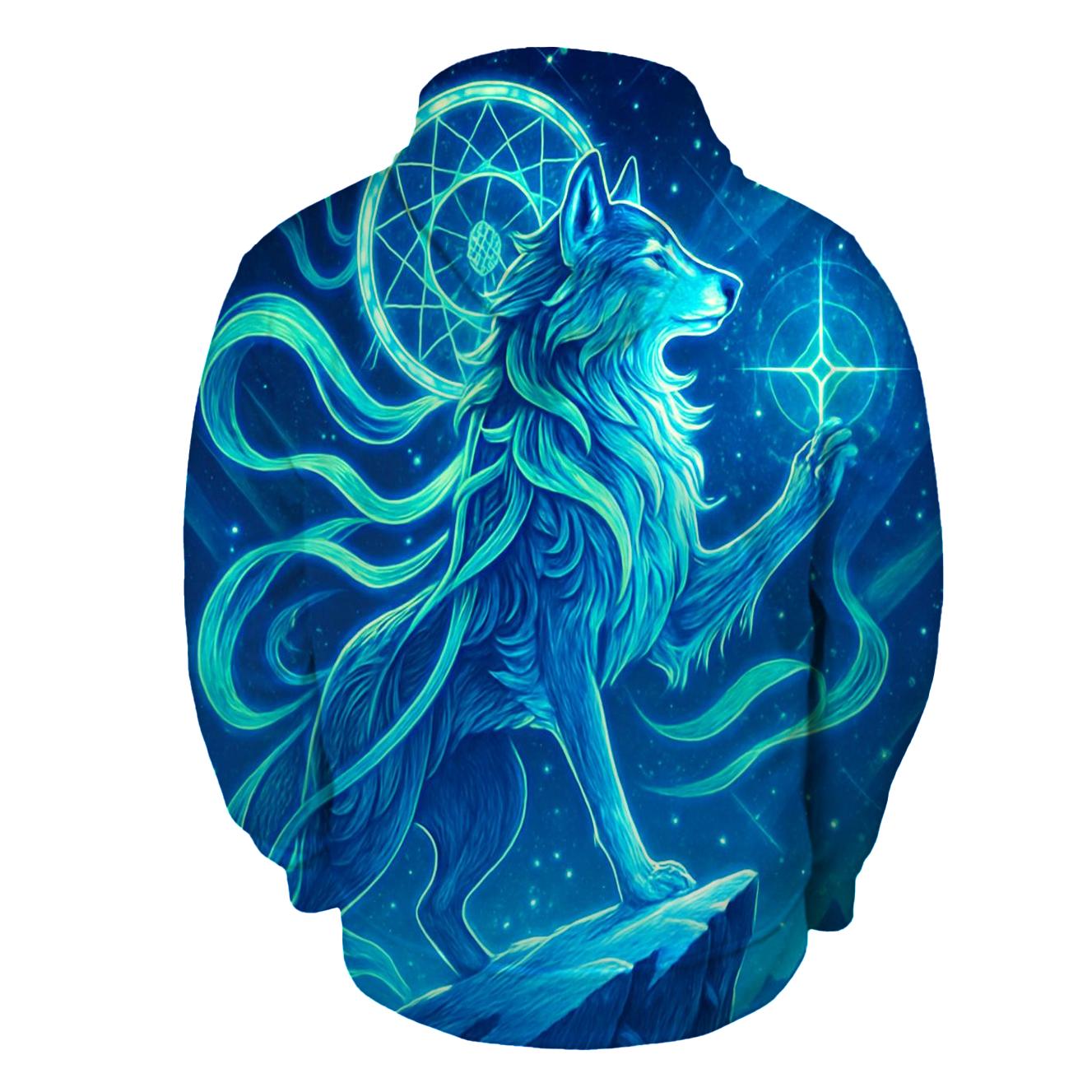 Aurora Thread Sentinel Wolf printed hoodies