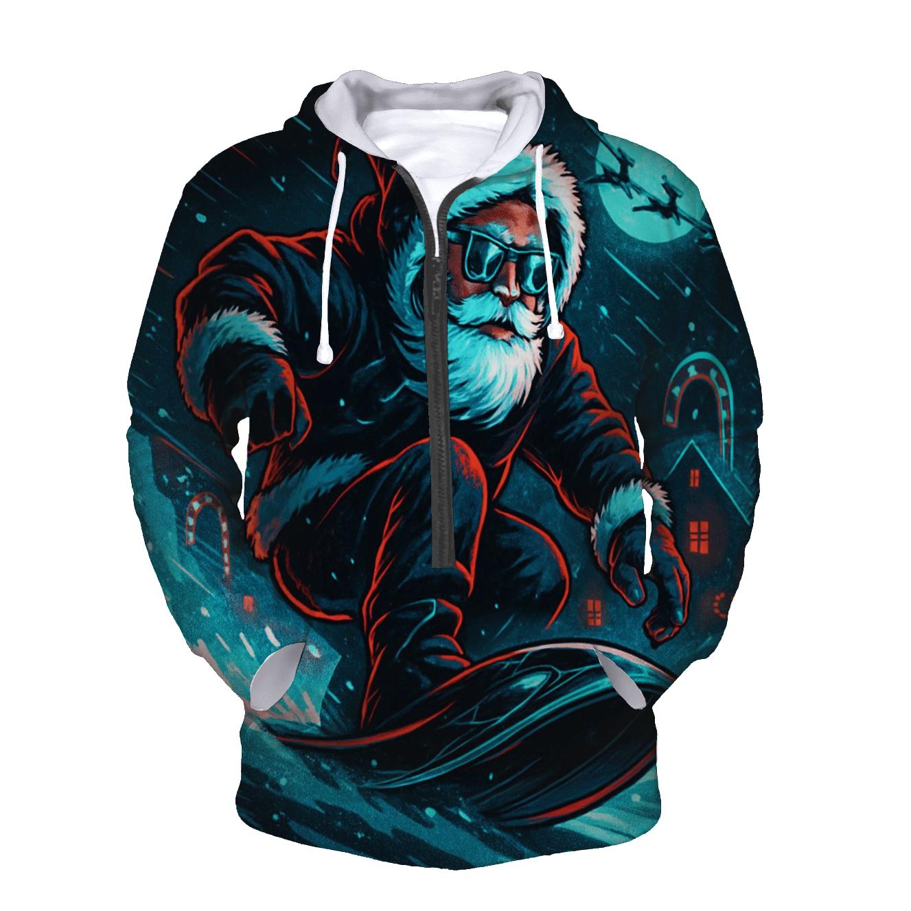 Neon Blizzard Santa Night Rider embroidered hoodies