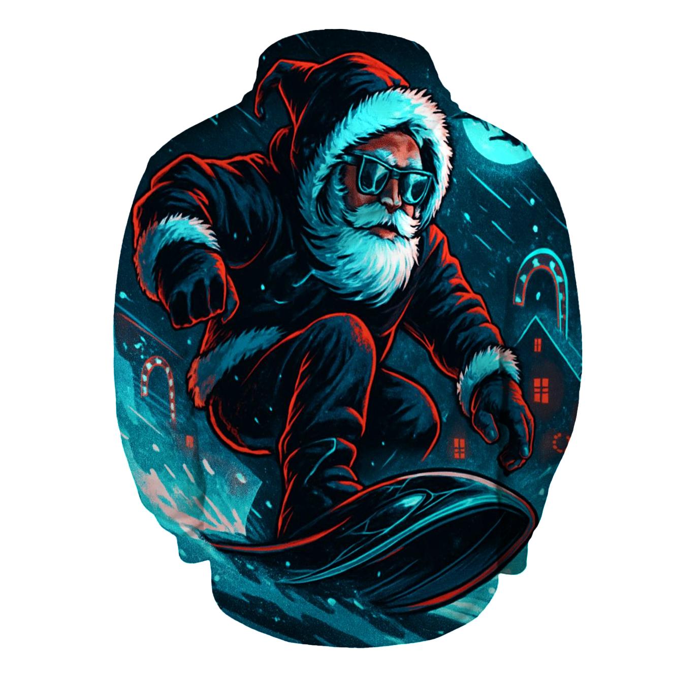 Neon Blizzard Santa Night Rider embroidered hoodies