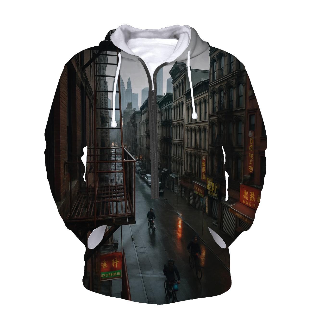 Chinatown Fire Escape View Toward Lower Manhattan After Rain hoodies fashion
