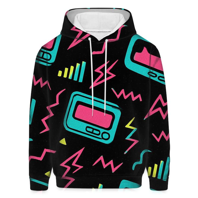 Neon Pager Signal Pattern embroidered hoodies