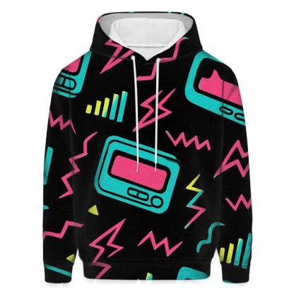 Neon Pager Signal Pattern embroidered hoodies