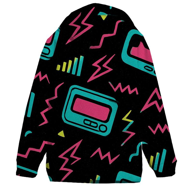 Neon Pager Signal Pattern embroidered hoodies