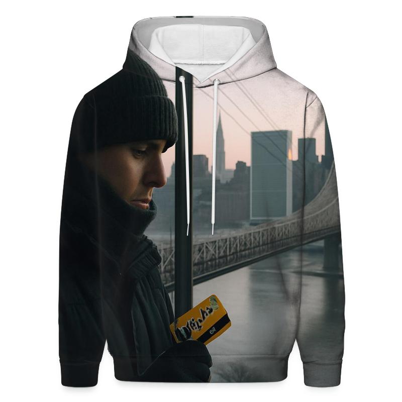 Roosevelt Island Tram Window Skyline At Winter Dawn printed hoodies