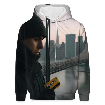 Roosevelt Island Tram Window Skyline At Winter Dawn printed hoodies