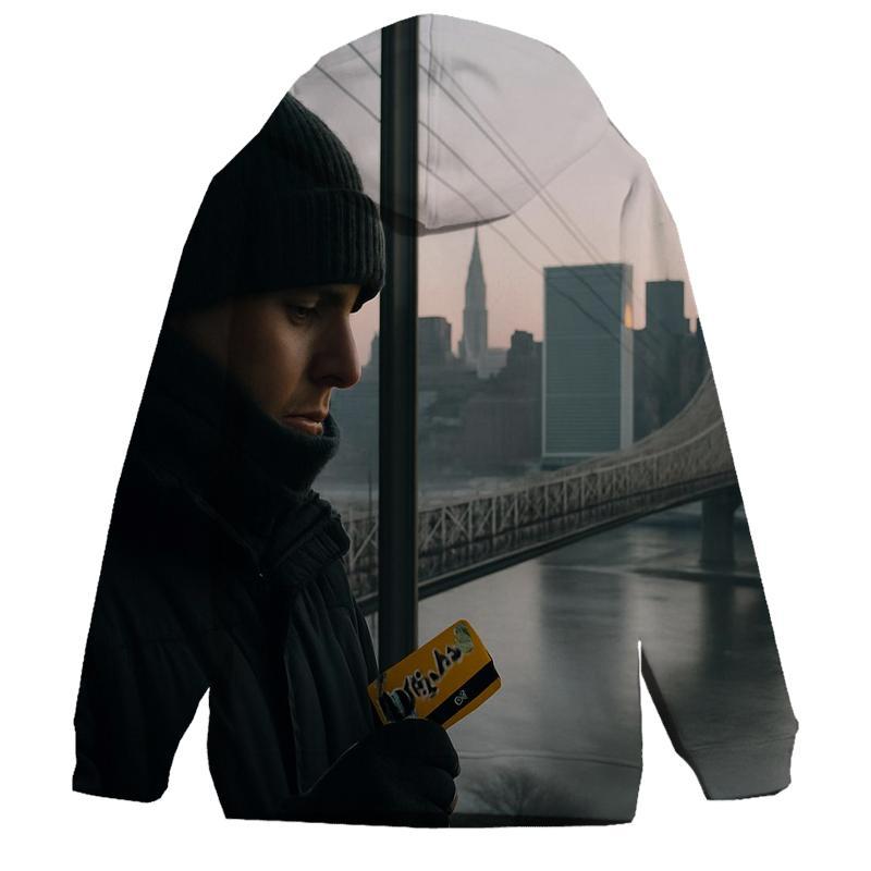 Roosevelt Island Tram Window Skyline At Winter Dawn printed hoodies