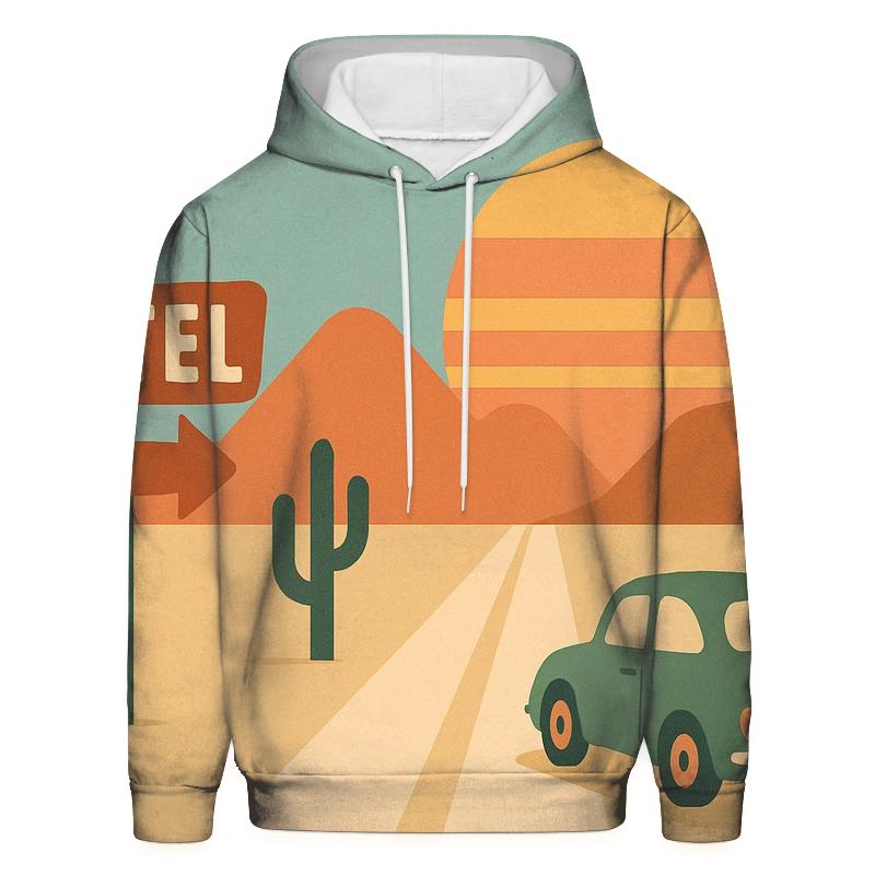 Sunbaked Desert Road Trip Icons embroidered hoodies