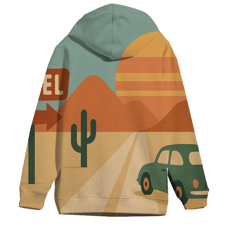 Sunbaked Desert Road Trip Icons embroidered hoodies