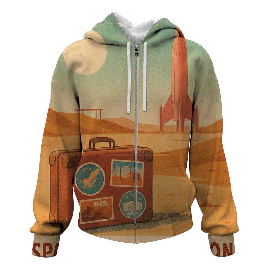 Aged Spaceport Postcard 1976 zip-up hoodies