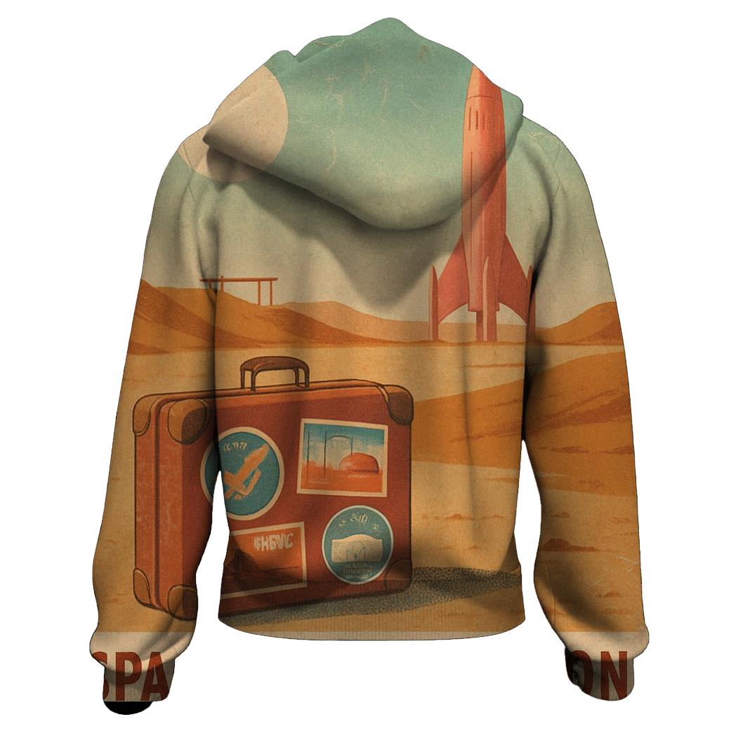 Aged Spaceport Postcard 1976 zip-up hoodies