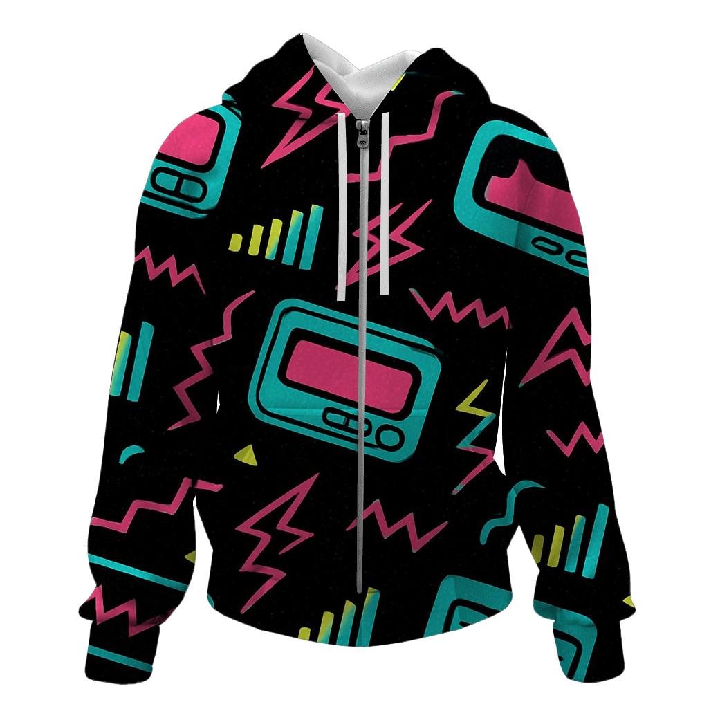 Neon Pager Signal Pattern heavyweight hoodies