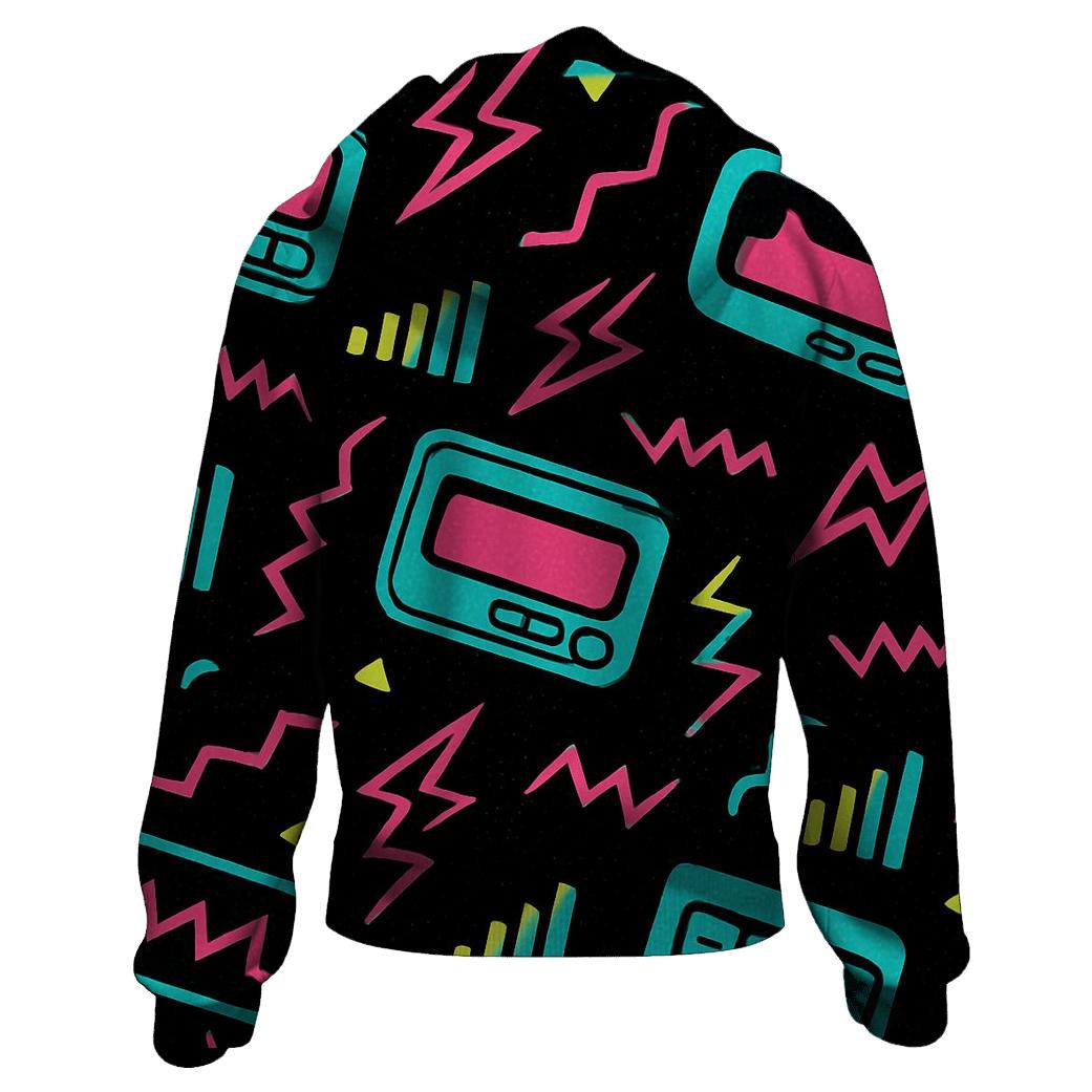 Neon Pager Signal Pattern heavyweight hoodies