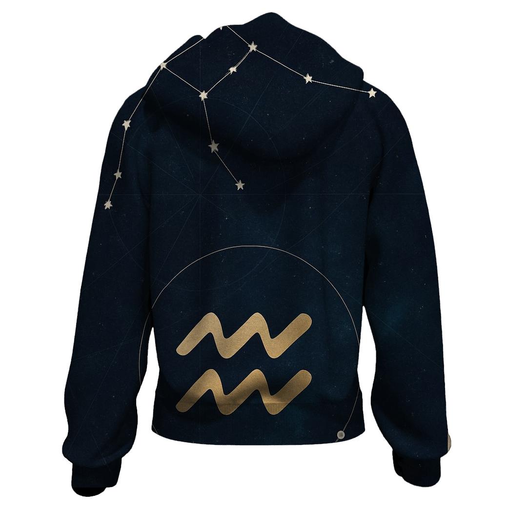 Aquarius Sidereal Water Bearer Star Chart printed hoodies