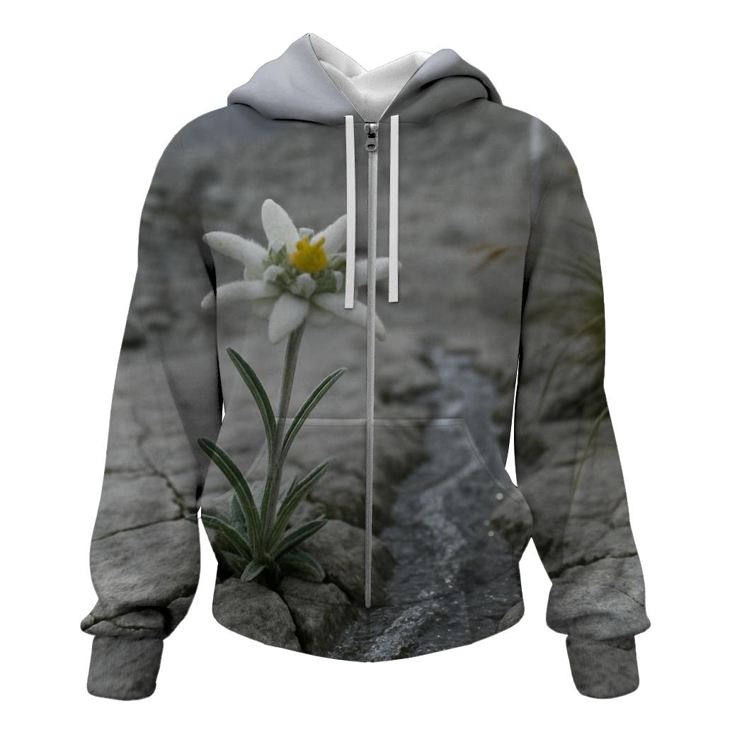 Alpine Edelweiss Beside A Glacial Melt Rill hoodies fashion