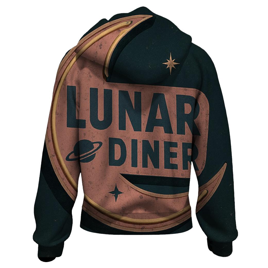 Retro Lunar Diner Neon Sign Print lightweight hoodies