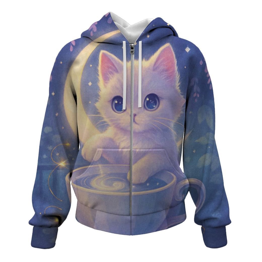 Moonlit Teacup Familiar embroidered hoodies