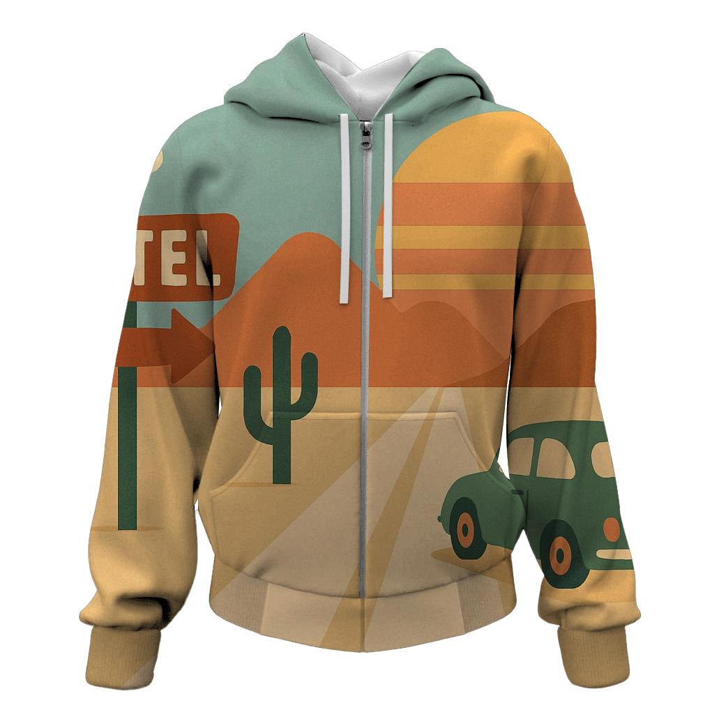 Sunbaked Desert Road Trip Icons printed hoodies