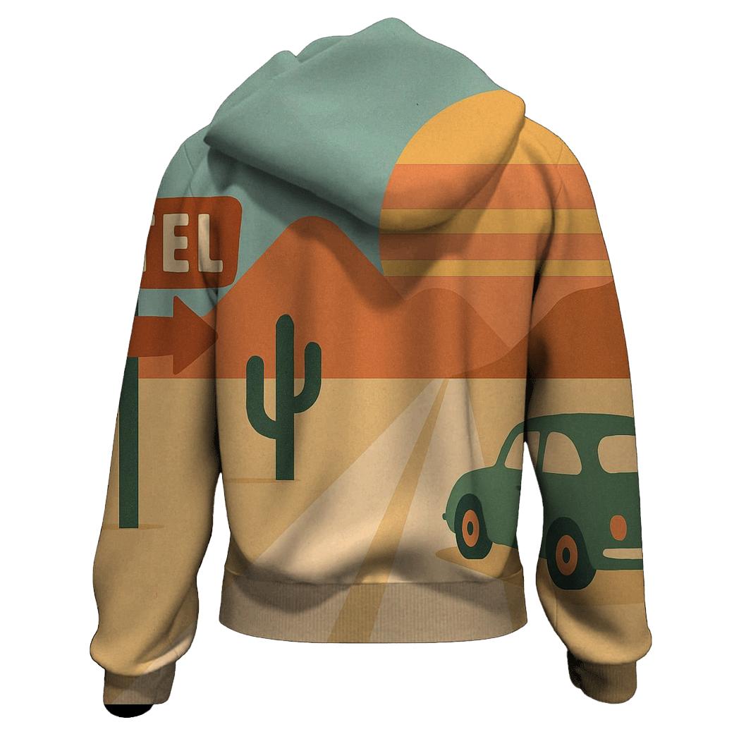 Sunbaked Desert Road Trip Icons printed hoodies