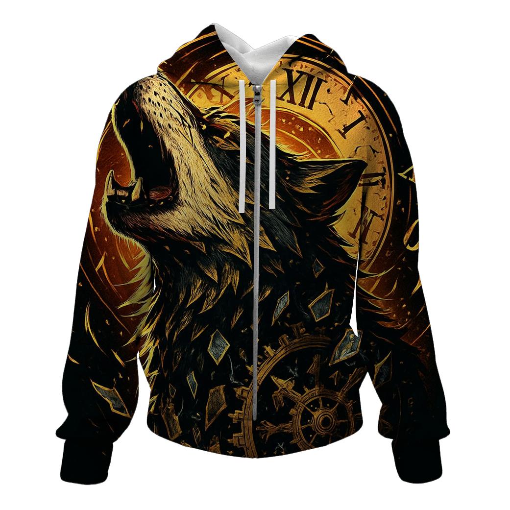 Clockwork Rift Howl Wolf graphic hoodies