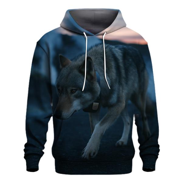 Collared Wolf Crossing A Geothermal Fumarole Field designer hoodies