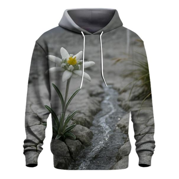 Alpine Edelweiss Beside A Glacial Melt Rill hoodie trends