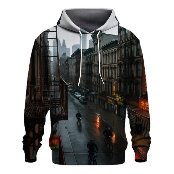 Chinatown Fire Escape View Toward Lower Manhattan After Rain zip-up hoodies