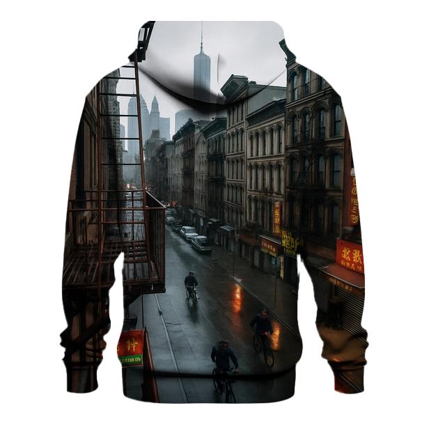 Chinatown Fire Escape View Toward Lower Manhattan After Rain zip-up hoodies