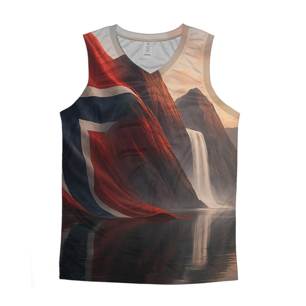 Aurora Fjord Flag Of Norway cotton sleeveless tops