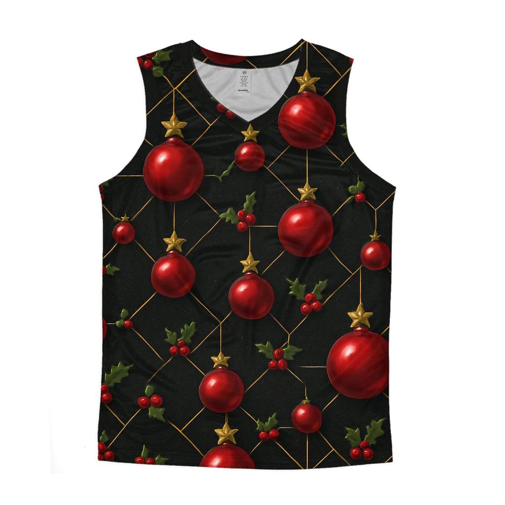 Crimson Ornament Star Lattice On Midnight Black Background casual summer tank tops