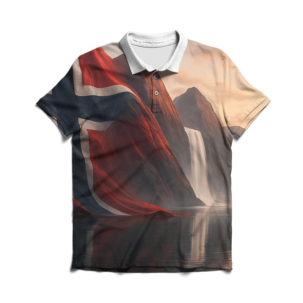Aurora Fjord Flag Of Norway designer slim fit polos