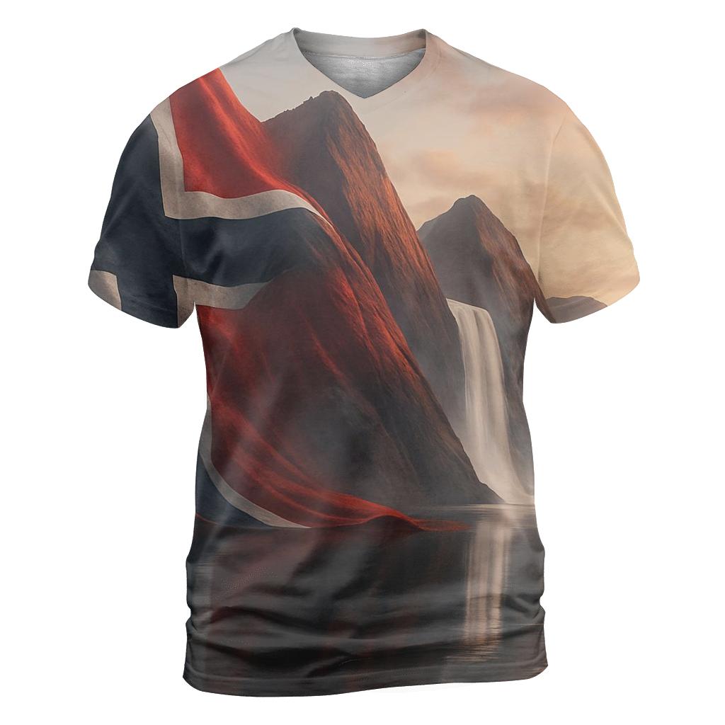 Aurora Fjord Flag Of Norway unique graphic print tees